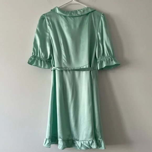 Hill House Nima Dress Mint Wrap Ruffle Silk NWT - Picture 3 of 3